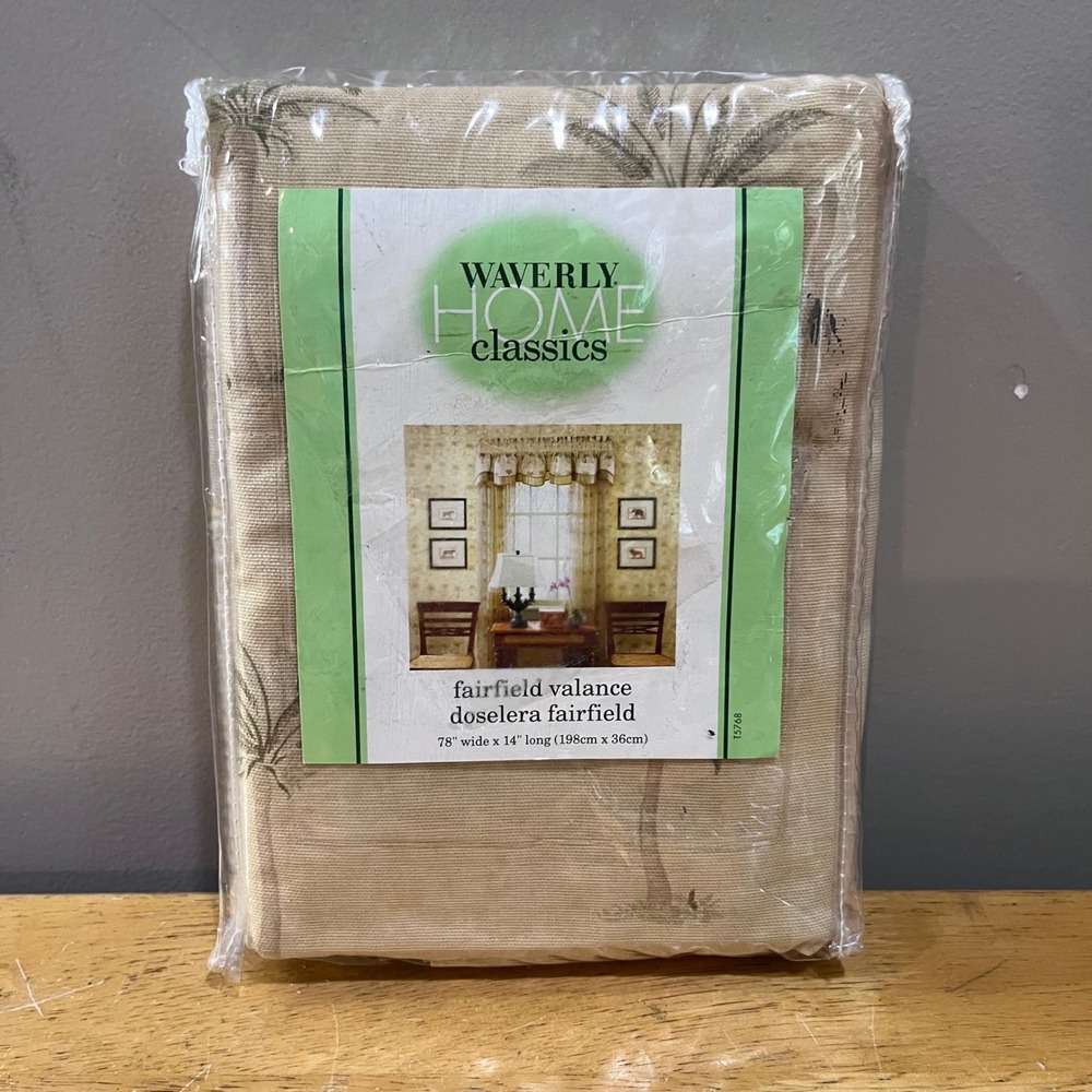 Waverly Home Classics Fairfield Valance Palm Tree Tropical Tan Vtg Coastal 78x14